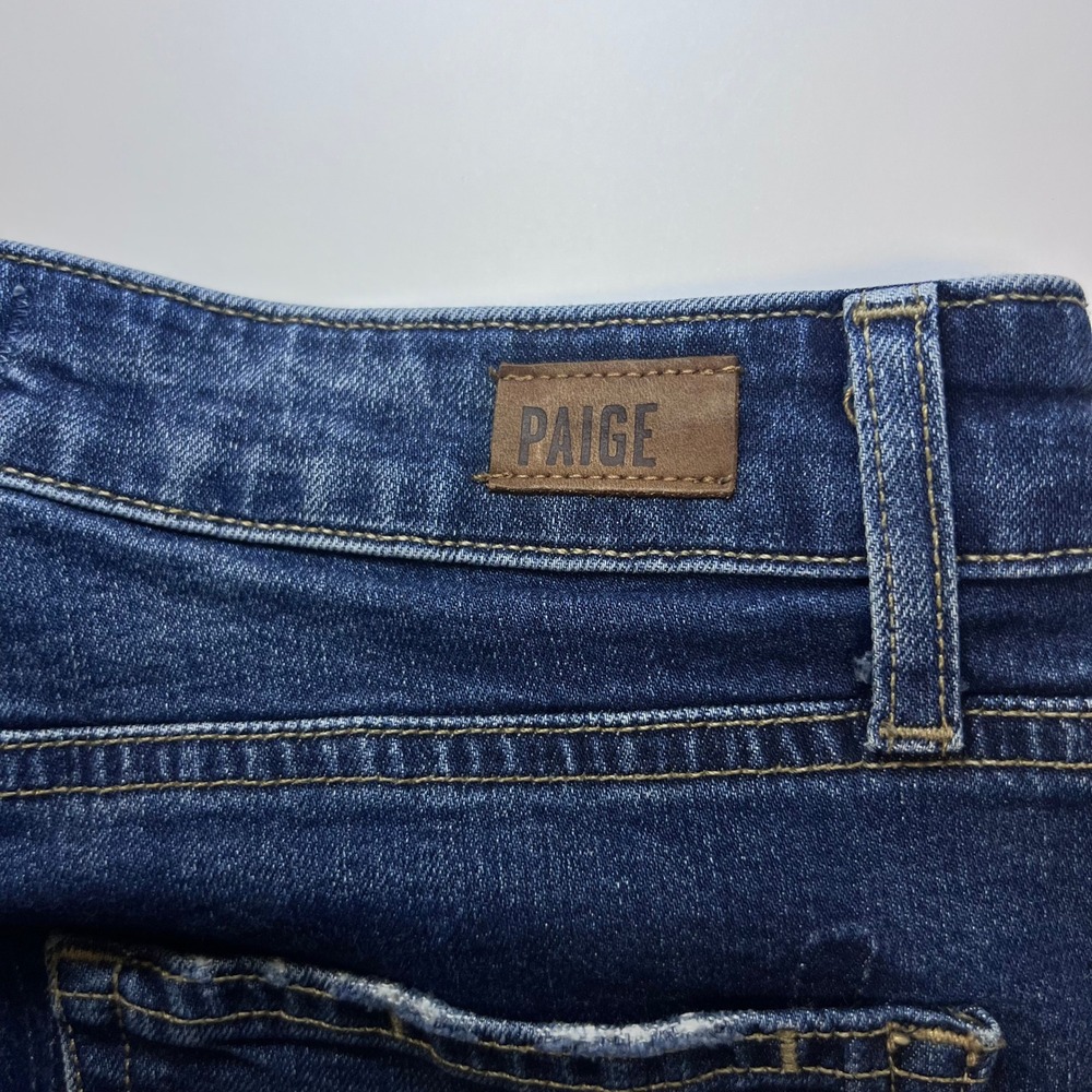 PAIGE Jacqueline Straight Jeans Size 28 Domino Blue High Rise Raw Hem Denim - Picture 11 of 12